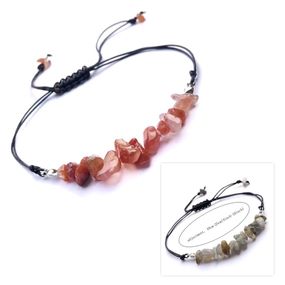 RED AVENTURINE NATURAL STONE BRACELET - Picture 2 of 3